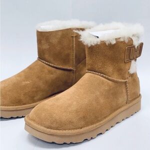 UGG Chestnut Suede Shearling-Lined Ankle Boots